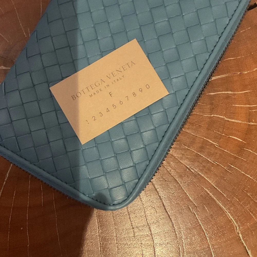 Bottega Veneta Teal Woven Leather Wallet - Picture 6 of 6